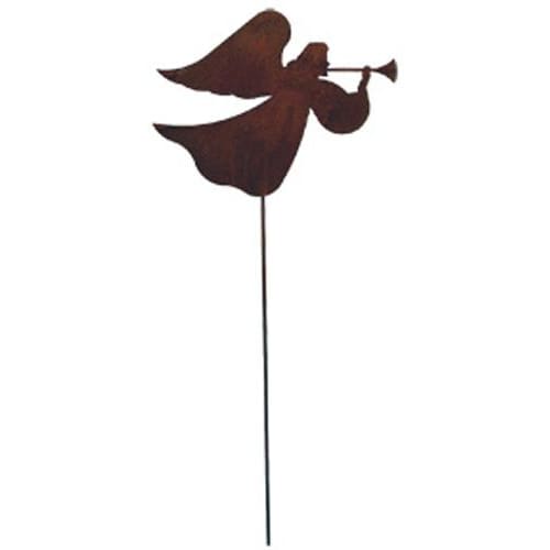 Wrought Iron Rusted Angel with Horn Garden Stake 35 Inches Christmas decorations garden art garden