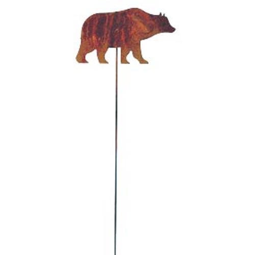 Wrought Iron Rusted Bear Garden Stake 35 Inches garden art garden decor garden ornaments garden