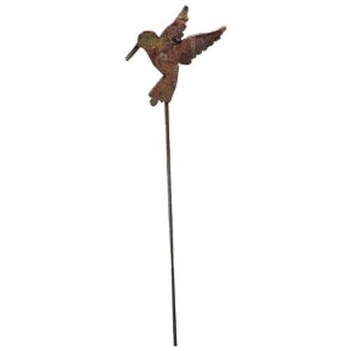 Wrought Iron Rusted Hummingbird Garden Stake 35 Inches garden art garden decor garden ornaments