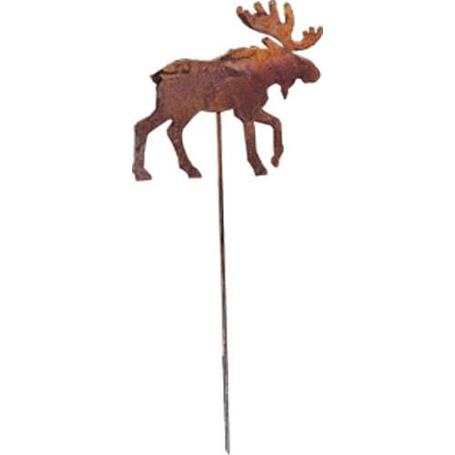 Wrought Iron Rusted Moose Garden Stake 35 Inches garden art garden decor garden ornaments garden