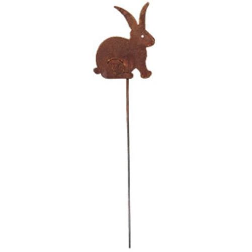 Wrought Iron Rusted Rabbit Garden Stake 35 Inches garden art garden decor garden ornaments garden