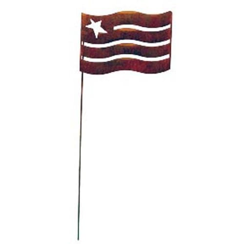 Wrought Iron Rusted Small Flag Garden Stake 35 Inches garden art garden decor garden ornaments