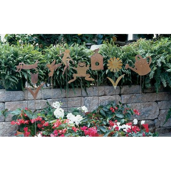 Wrought Iron Rusted Tulip Garden Stake 35 Inches garden art garden decor garden ornaments garden