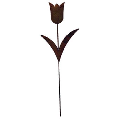 Wrought Iron Rusted Tulip Garden Stake 35 Inches garden art garden decor garden ornaments garden
