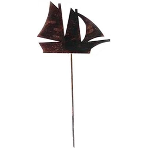Wrought Iron Sail Boat Rusted Garden Stake 35 In garden art garden decor garden ornaments garden