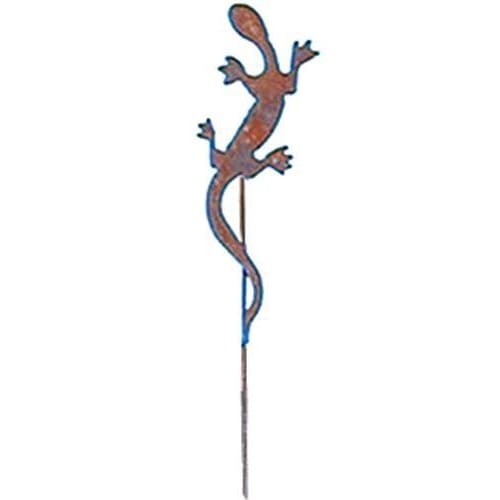 Wrought Iron Salamander Rusted Garden Stake 35 Inches garden art garden decor garden ornaments