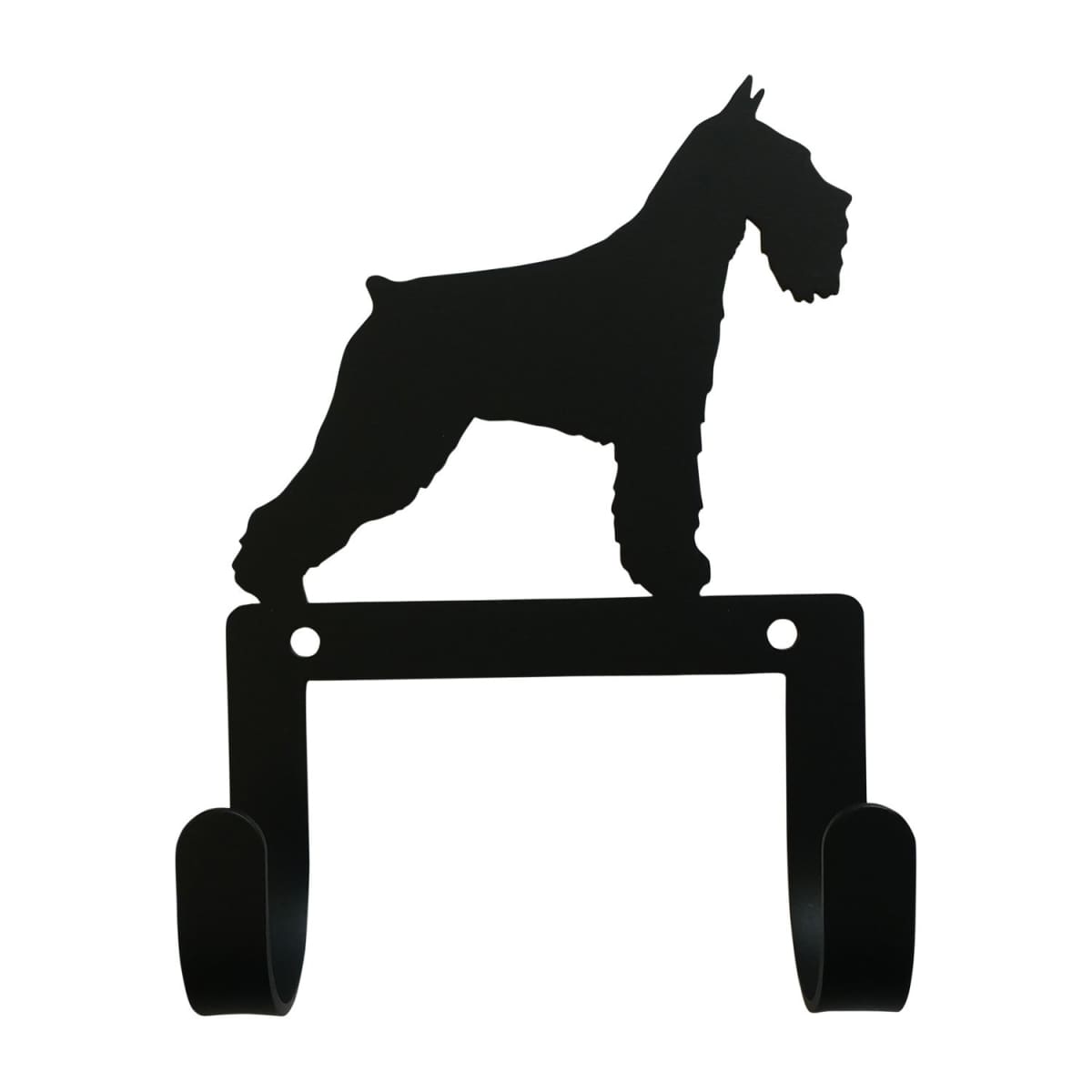 Wrought iron schnauzer dog leash and collar wall hook