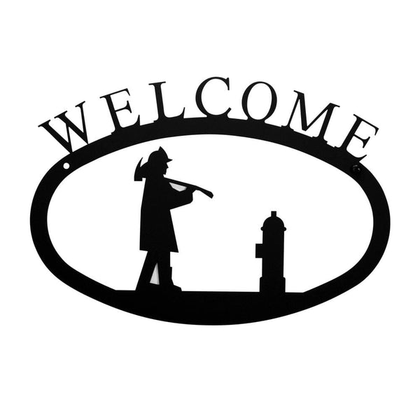 Wrought Iron Small Fireman Welcome Home Sign Small door signs outdoor signs welcome home sign