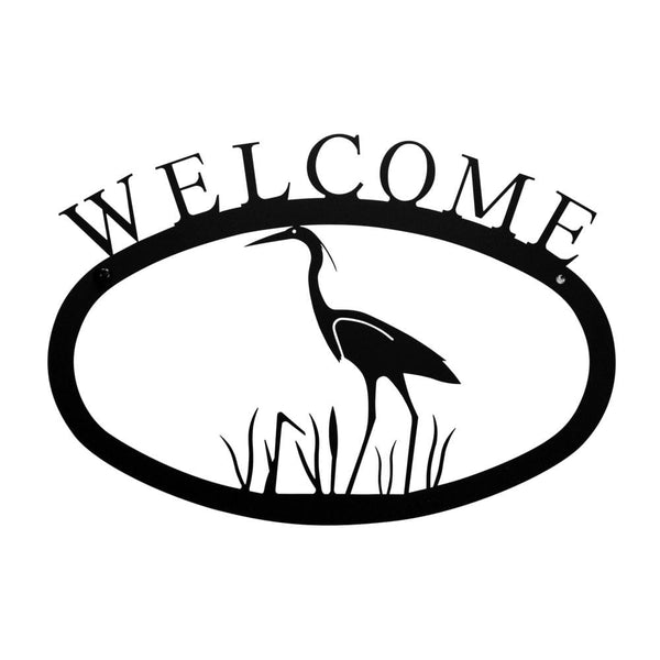 Wrought Iron Small Heron Welcome Home Sign Small door signs outdoor signs welcome home sign welcome