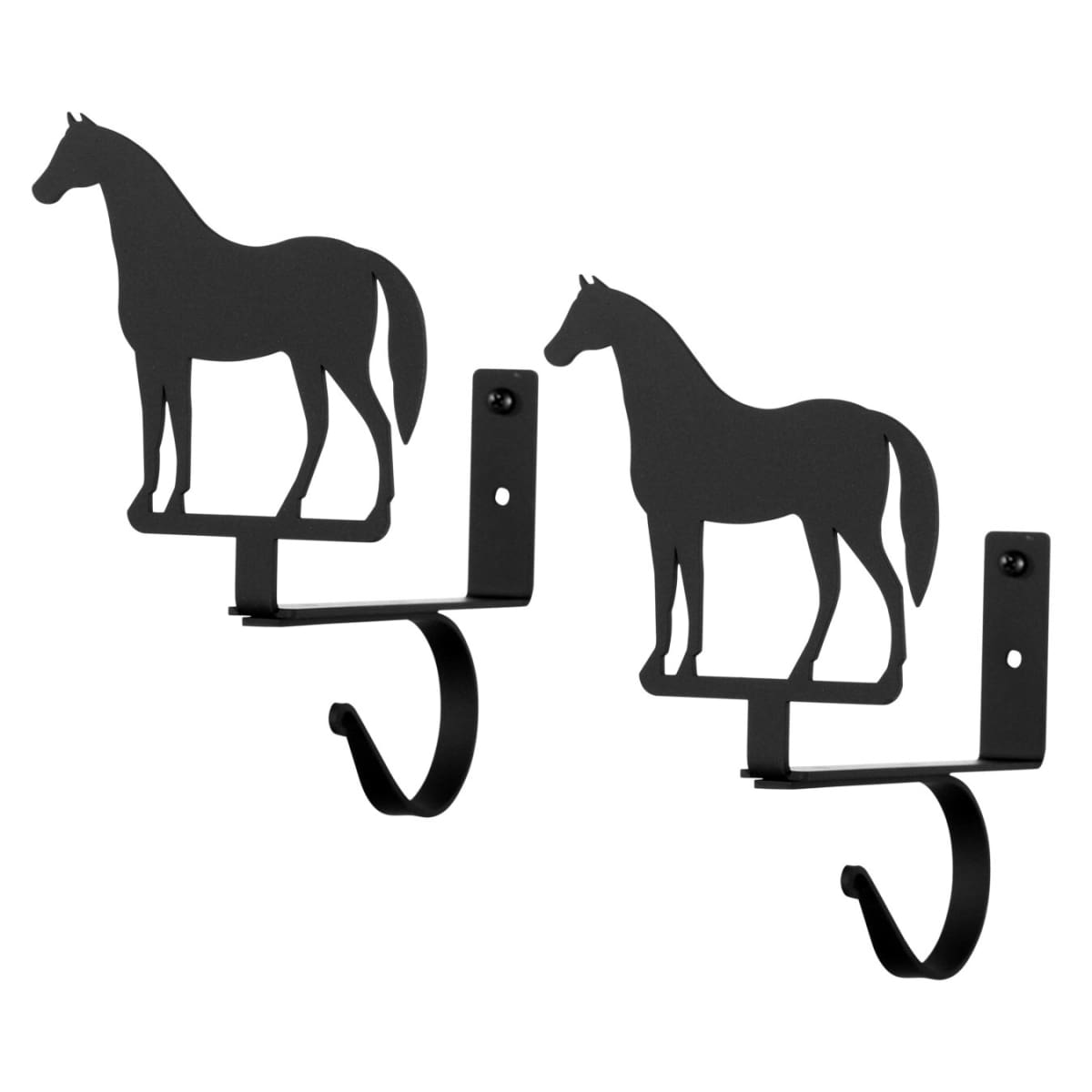 Wrought Iron Standing Horse Curtain Rod & Shelf Brackets Set curtain rod shelf bracket floating