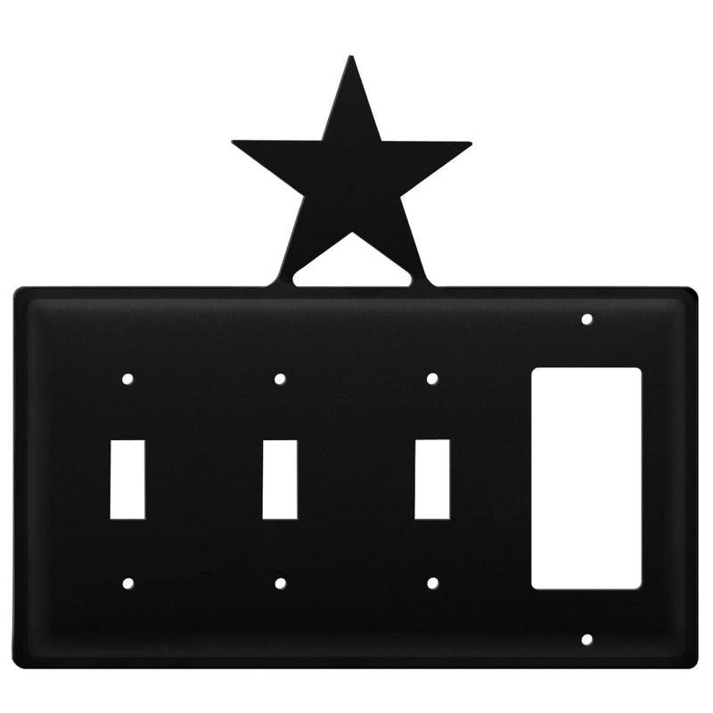 Wrought Iron Star Triple Switch & GFCI new outlet cover Wrought Iron Star Triple Switch & GFCI
