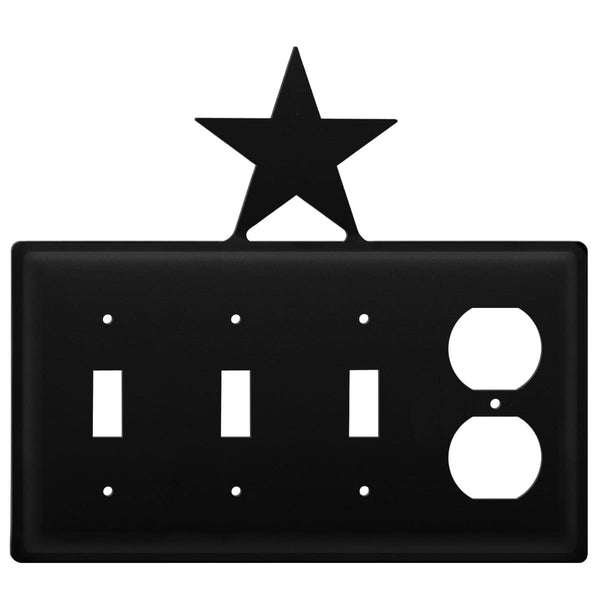 Wrought Iron Star Triple Switch & Single Outlet new outlet cover Wrought Iron Star Triple Switch &