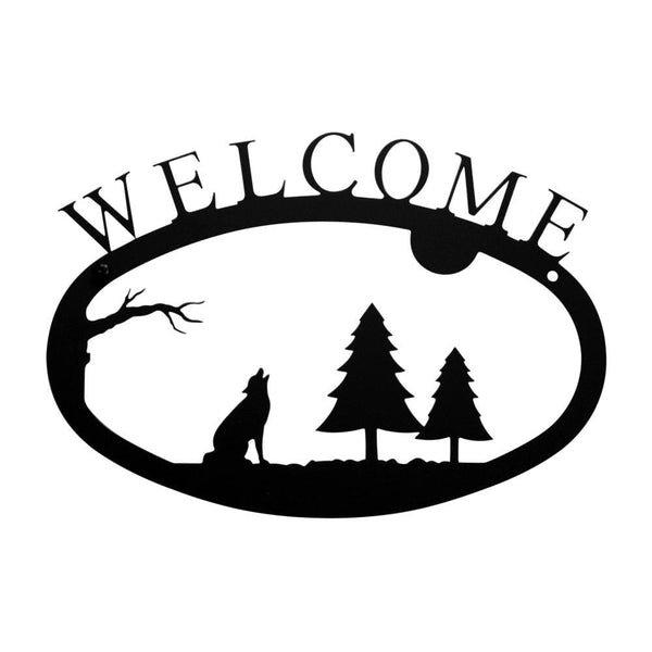 Wrought Iron Timber Wolf Welcome Home Sign Small door signs outdoor signs welcome home sign welcome