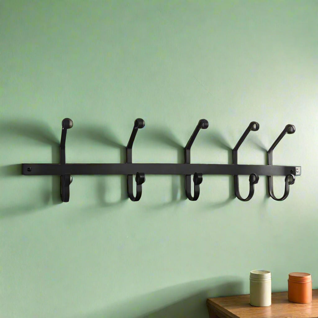 Wrought Iron Towel & Coat Rack-5 Hook 30 In clothes rack coat hook coat rack coat rail hook