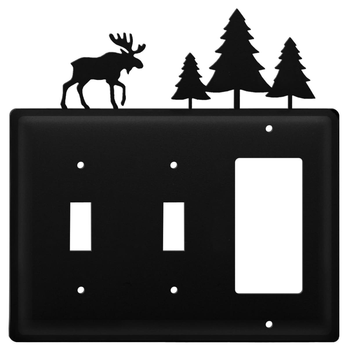 Wrought iron trees double switch and GFCI cover with moose design