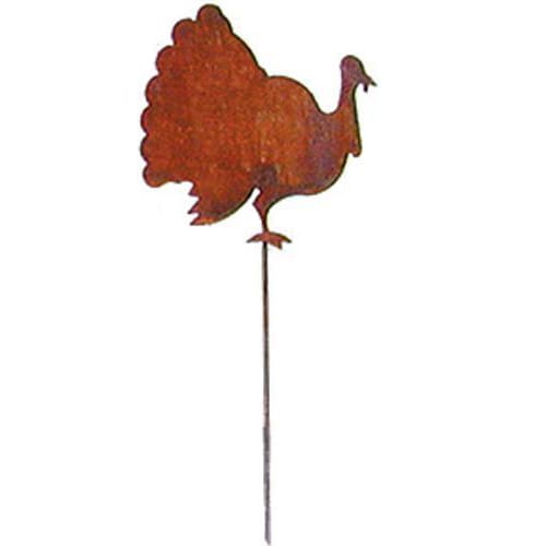 Wrought Iron Turkey Rusted Garden Stake 35 Inches Autumn Decorations garden art garden decor garden