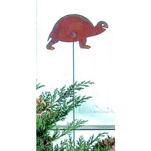 Wrought Iron Turtle Rusted Garden Stake 35 Inches 9211