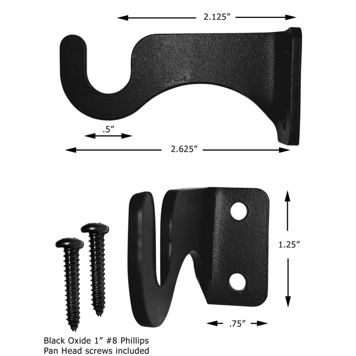 Detailed dimensions of curtain rod mounting brackets