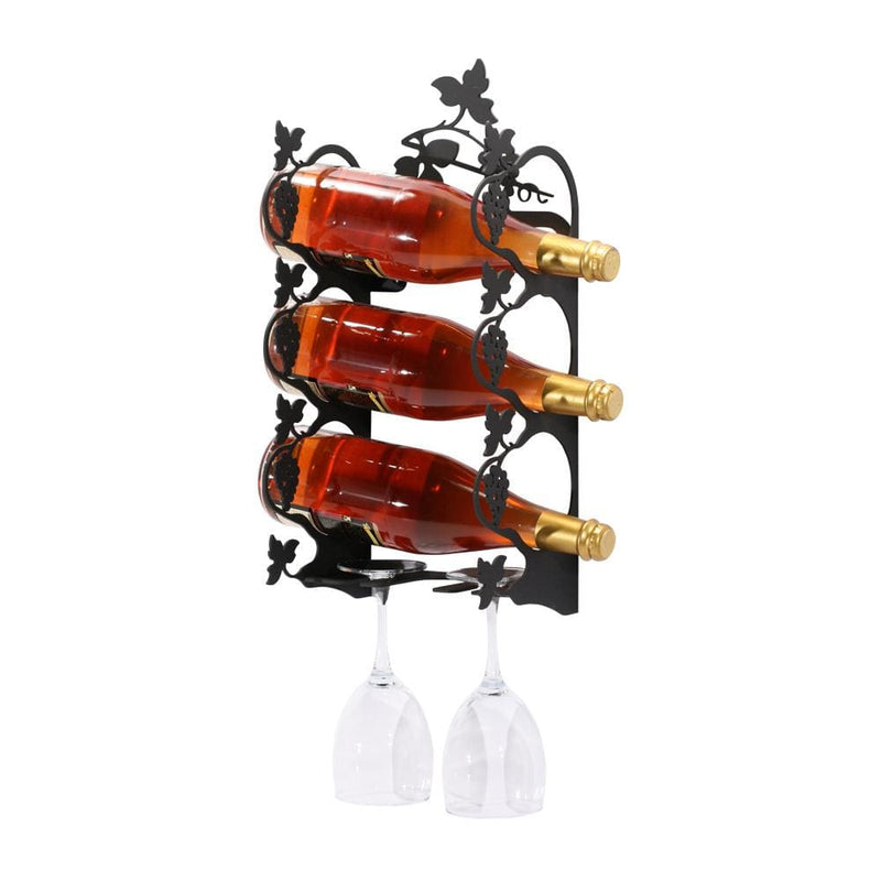 Wrought Iron Wall Mount Grapevine Wine Rack Small wine bottle and glass holder wine bottle holder
