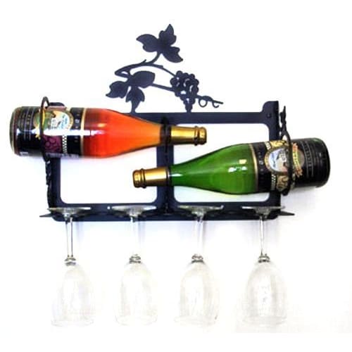 Wrought Iron Wall Mount Grapevine Wine Rack Xsmall wine bottle and glass holder wine bottle holder