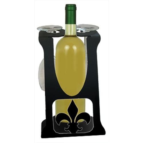 Wrought Iron Wine Holder Fleur-De-Lis wine bottle and glass holder wine bottle holder wine glass