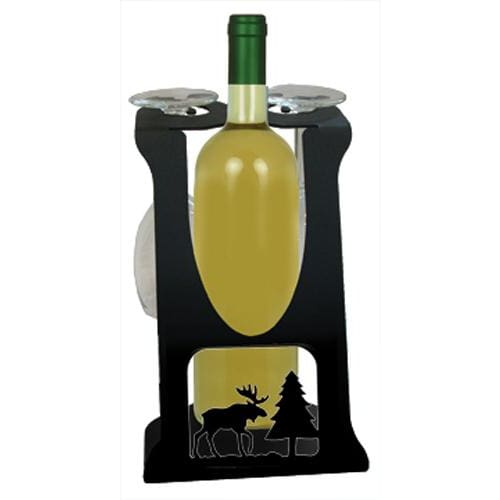 Wrought Iron Wine Holder Moose Design wine bottle and glass holder wine bottle holder wine glass